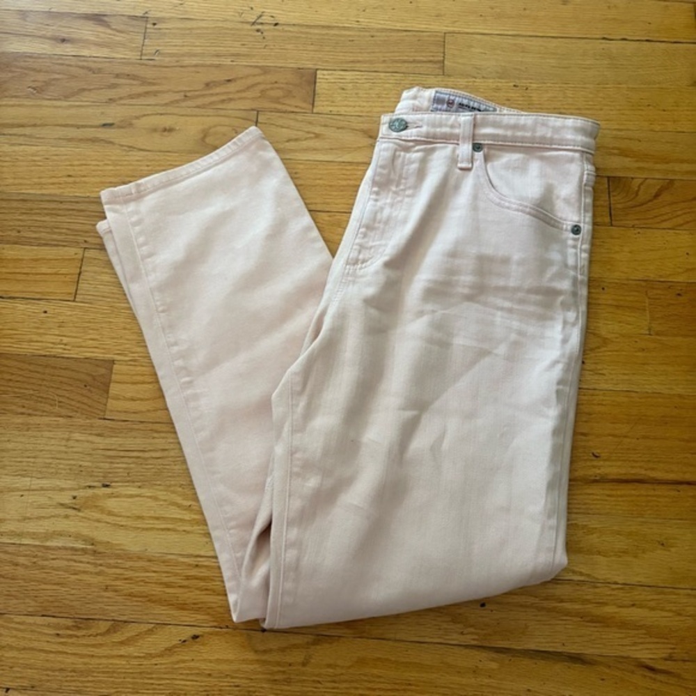 AG Adriano Goldschmied Abbey Pink Denim Crops Size 32